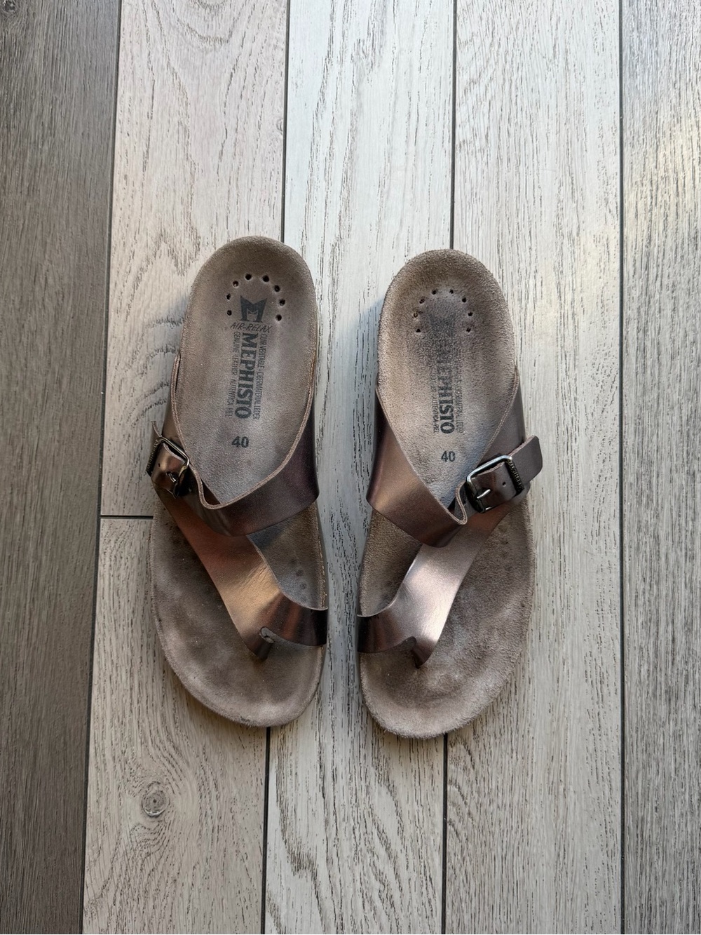 Mephisto Helen Bronce Leather Slide Sandals size 9